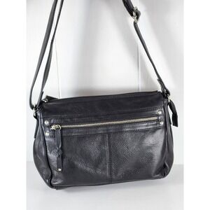 Great American Leather Works Black Pebbled Leather Crossbody Bag Adjustable